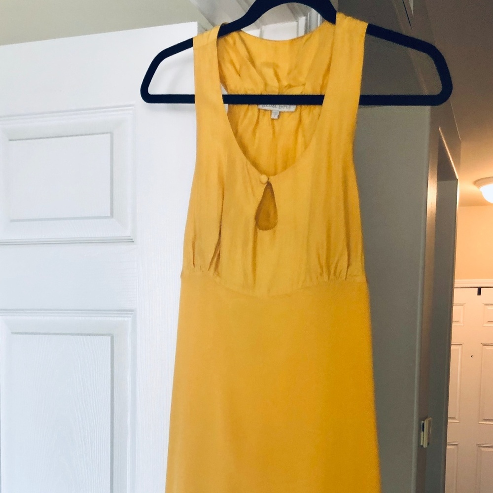 Midi dress, yellow dress, dress, silk